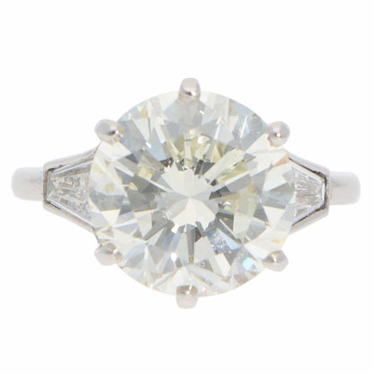Vintage 6.03 Carat GIA Certified Diamond Three Stone Ring In Platinum