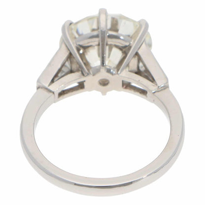 Vintage 6.03 Carat GIA Certified Diamond Three Stone Ring In Platinum