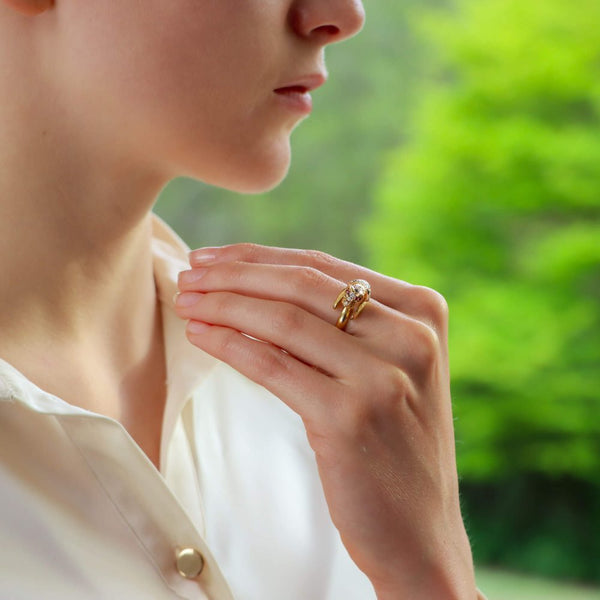 Vintage Diamond Ruby and Sapphire Leopard Ring