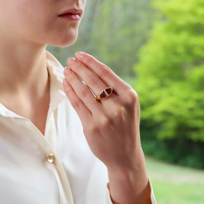 Vintage Bulgari two tone tourmaline ring set in gold.