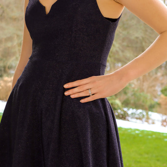 Vintage Diamond Full Eternity Ring in White Gold, Marquise and Baguette Cut 2 carats