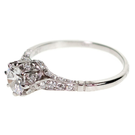 Vintage Diamond Solitaire Ring In Platinum
