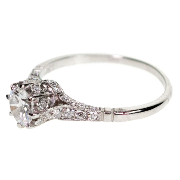 Vintage Diamond Solitaire Ring In Platinum