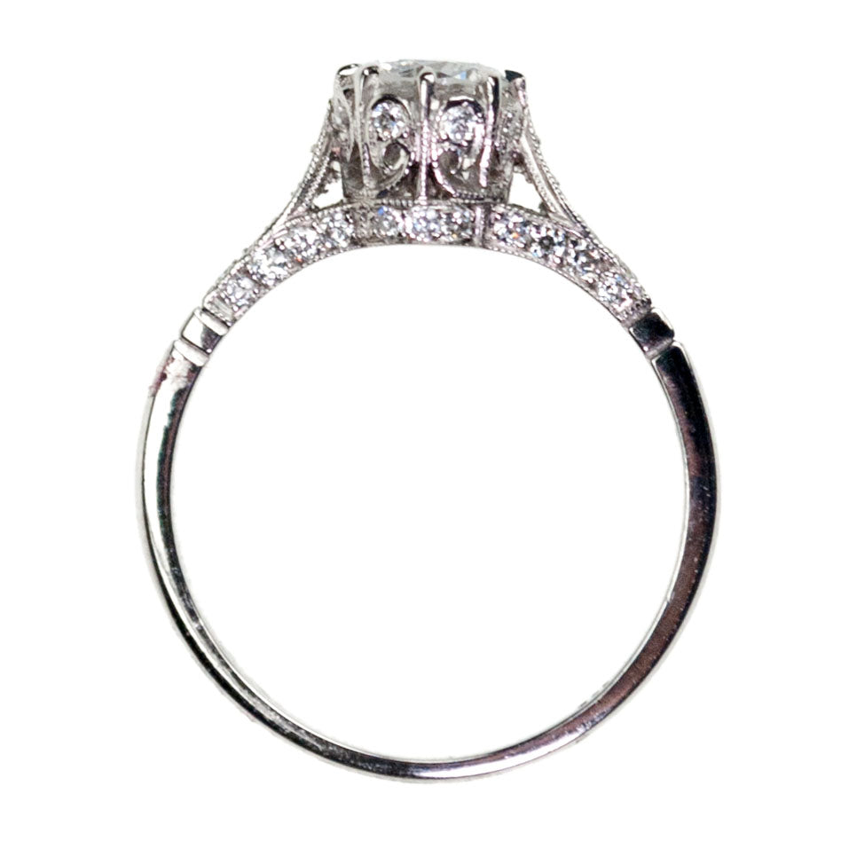 Vintage Diamond Solitaire Ring In Platinum