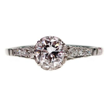 Vintage Platinum Brilliant Cut Diamond Solitaire Ring, 0.65 Carat