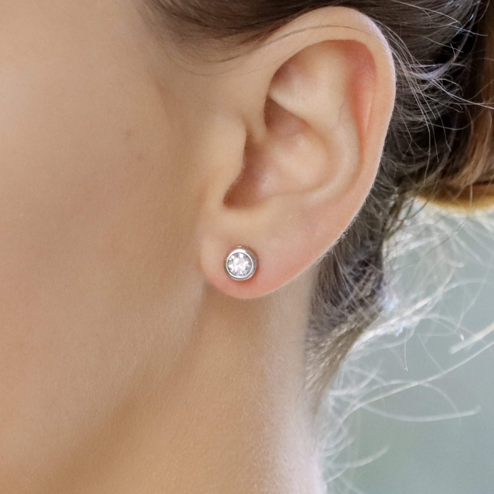 1.30ct Diamond Single Stone Solitaire Stud Earrings in 18ct White Gold