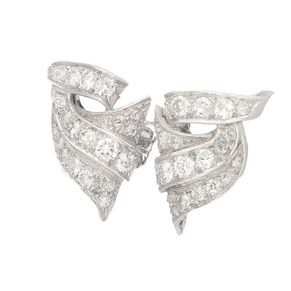 Diamond scroll earrings set in platinum