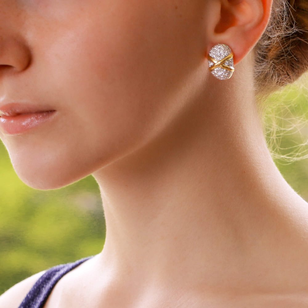 Diamond Domed Bombe Cluster Earrings Earrings 1.75 carats