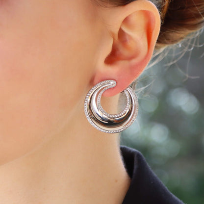 Vintage Chopard diamond chunky hoop earrings set in white gold.