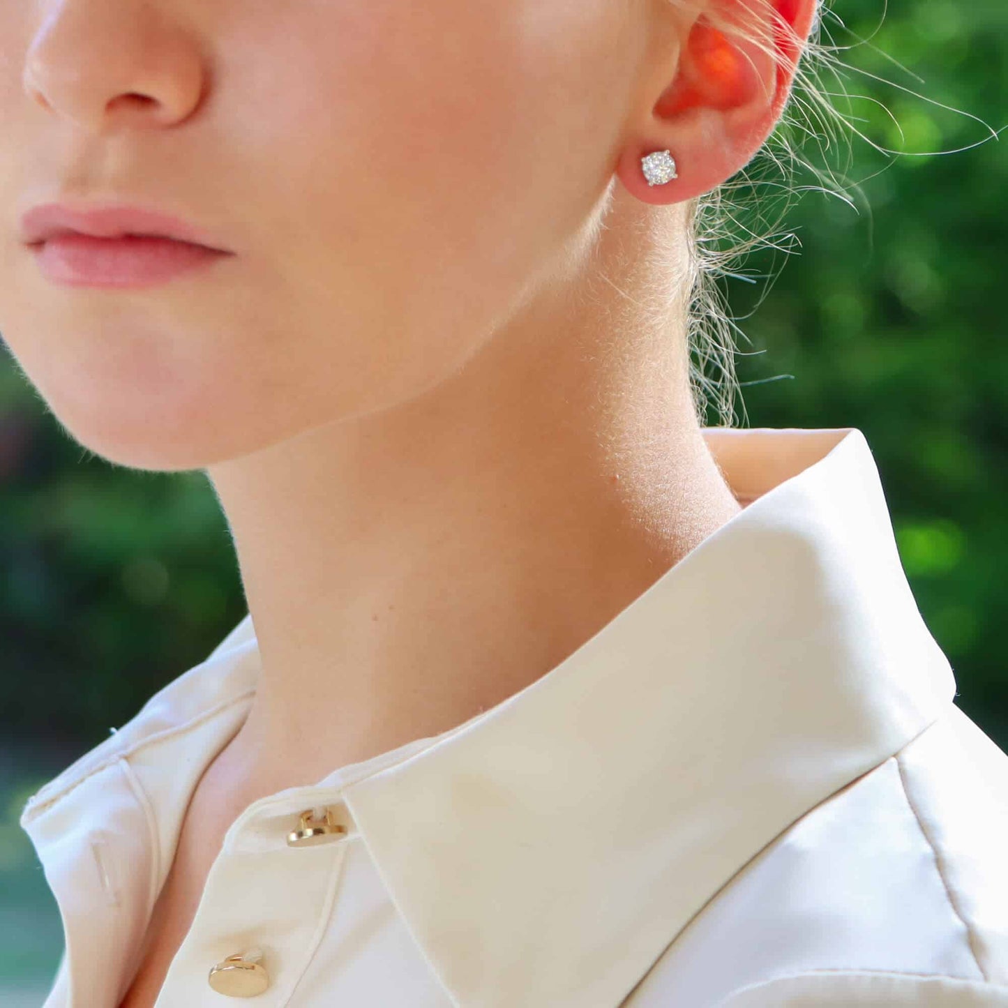 0.48ct Round Brilliant Cut Diamond Cluster Stud Earrings in 18ct White Gold