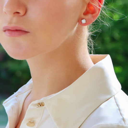 0.48ct Round Brilliant Cut Diamond Cluster Stud Earrings in 18ct White Gold