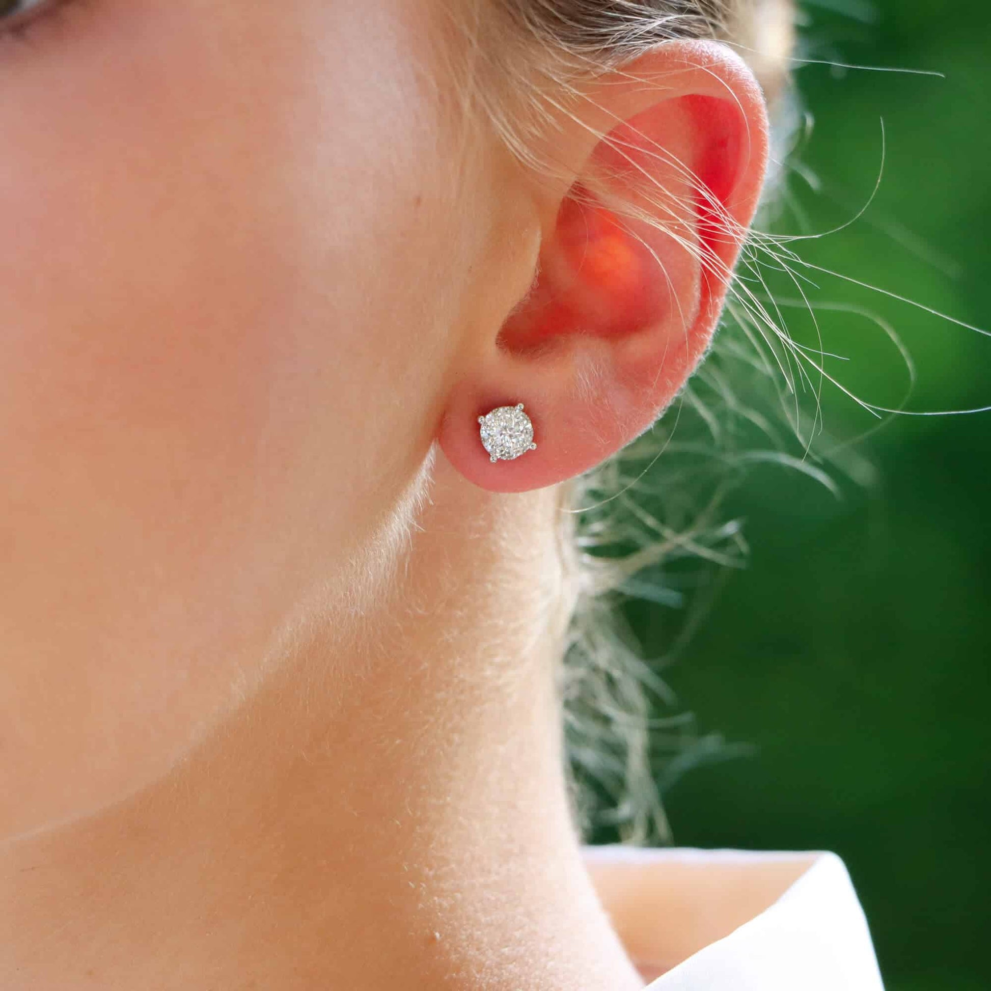 0.48ct Round Brilliant Cut Diamond Cluster Stud Earrings in 18ct White Gold