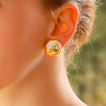 Vintage Diamond Set Clip Earrings