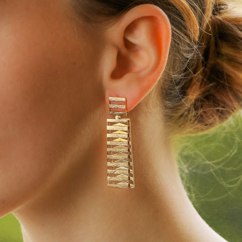 Vintage French Fan Earrings in 18ct Rose Gold