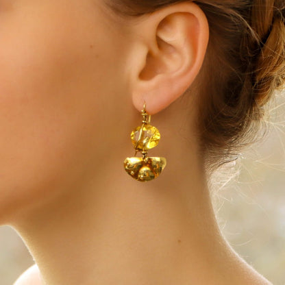 La Squadra citrine gold earrings with snake detail