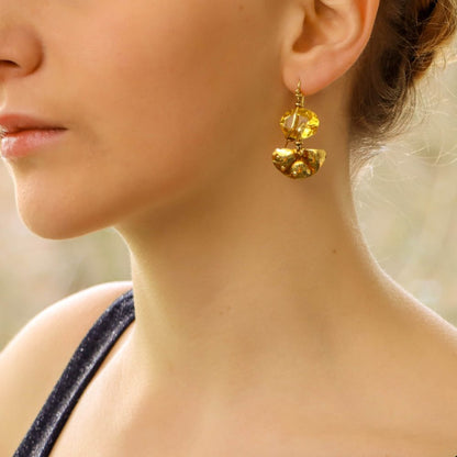 La Squadra citrine gold earrings with snake detail