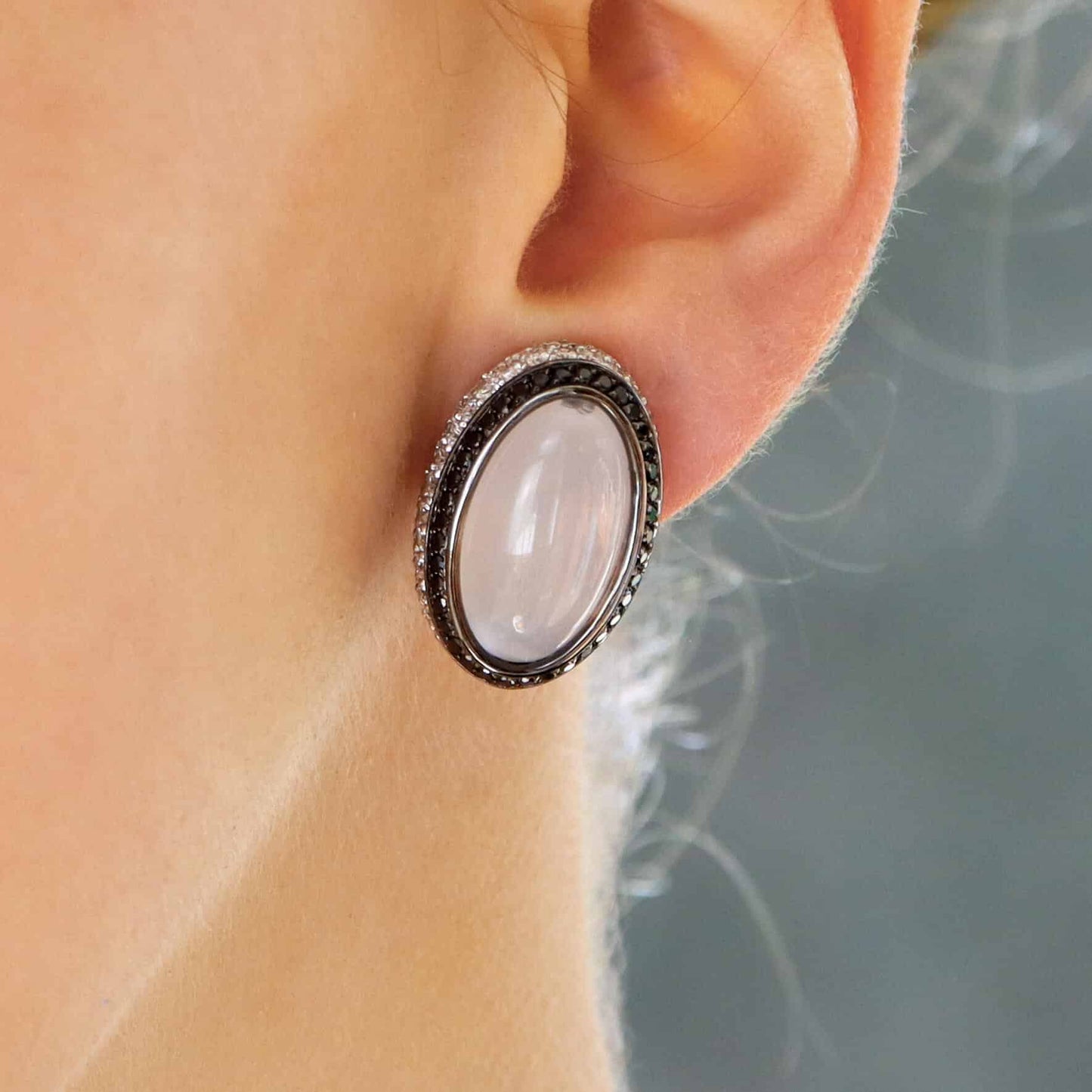 Luca Carati diamond and quartz earrings set in 18 carat white gold.