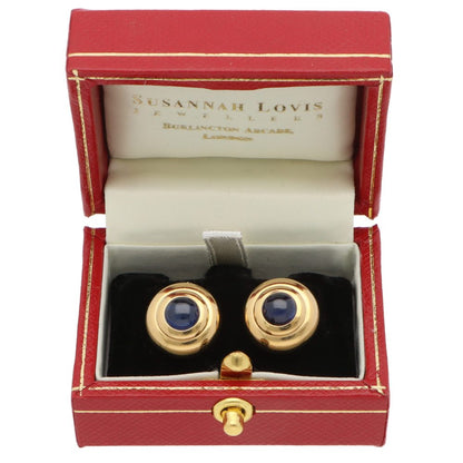 Vintage Chopard Sapphire Stud Earrings In Yellow Gold