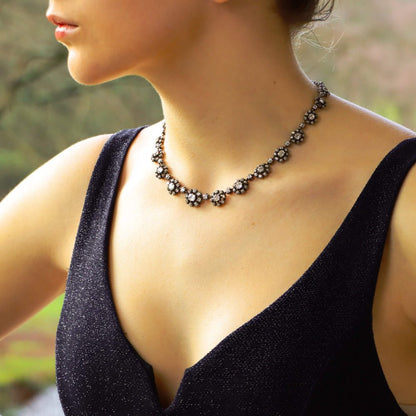 Antique Victorian Diamond Cluster Necklace