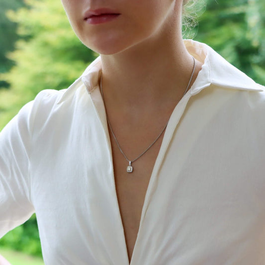 Yellow Diamond and White Diamond Cluster Pendant