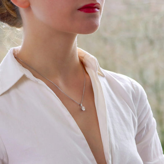 Classic Certified 1.28 Carat Diamond Solitaire Pendant in 18ct White Gold