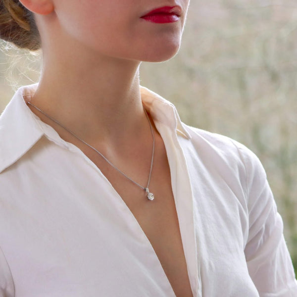 Classic Certified 1.28 Carat Diamond Solitaire Pendant in 18ct White Gold