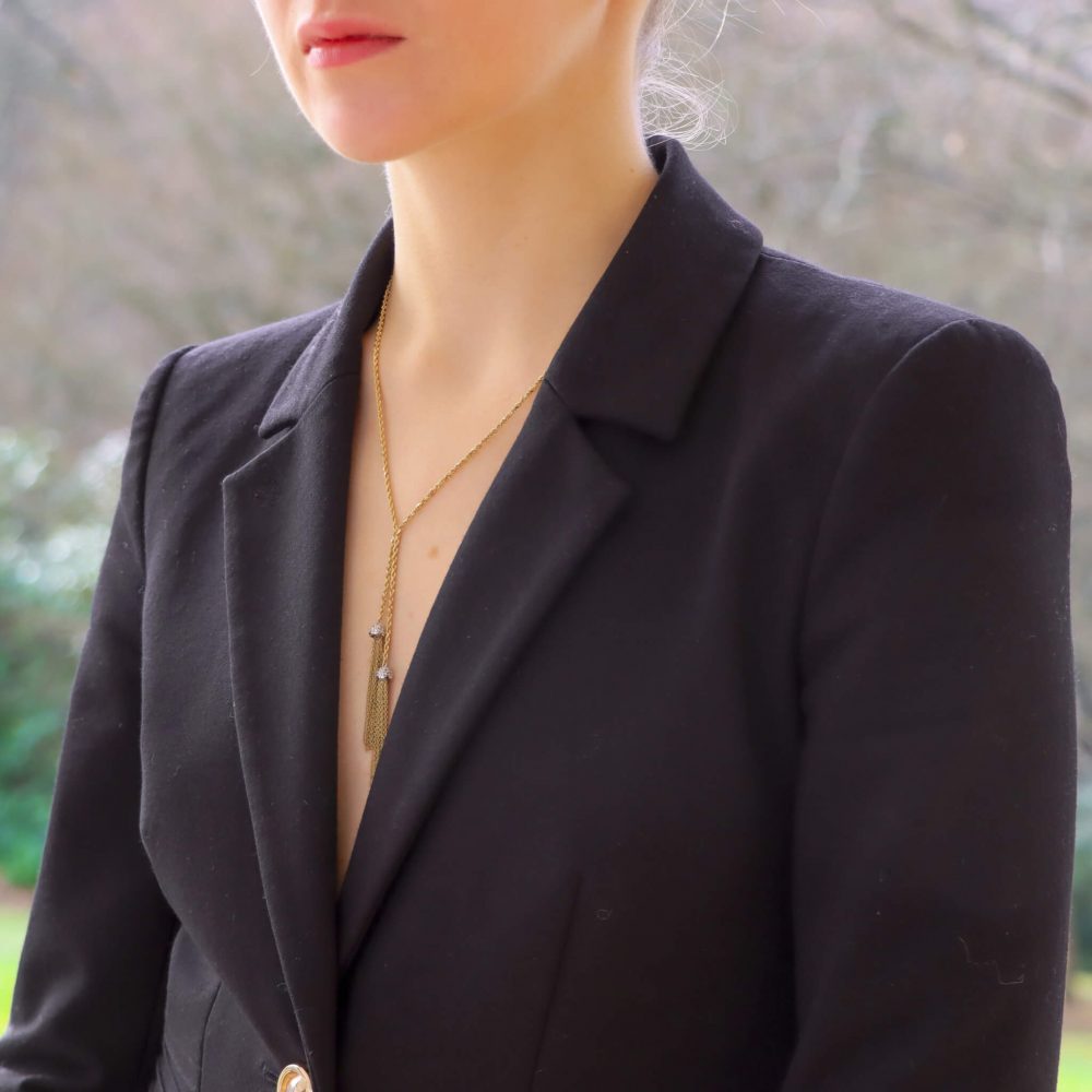 Vintage Diamond and Gold Tassel Necklace