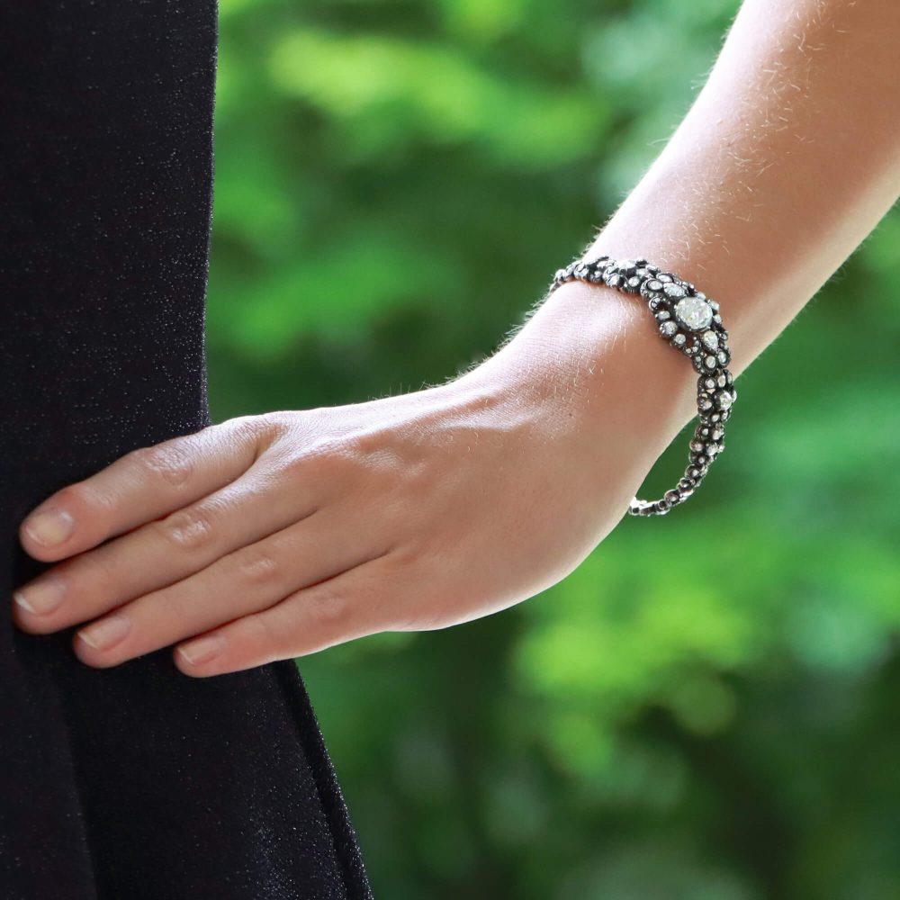 Rare Antique Georgian 4.5ct Rose-Cut Diamond Bracelet Silver-on-Gold