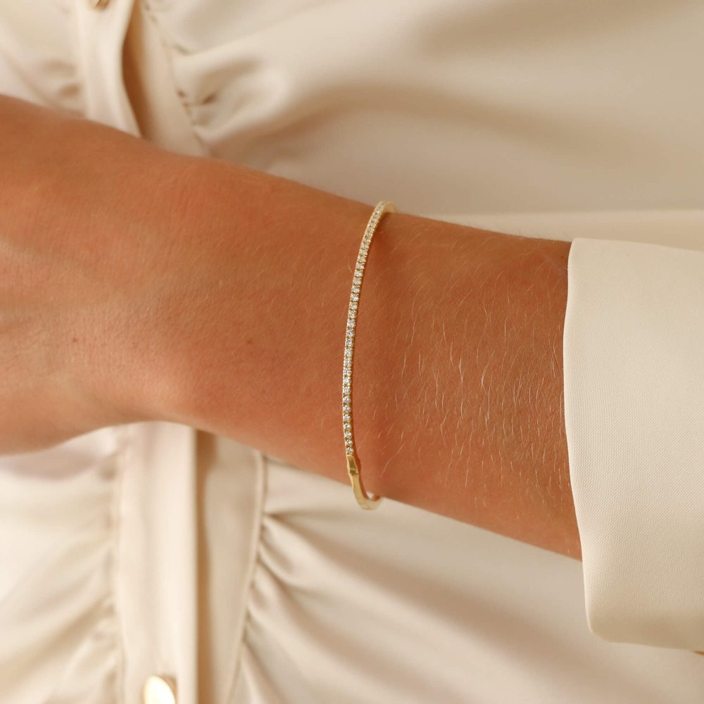 Half Eternity Diamond Set Bangle Bracelet in 18ct Yellow Gold