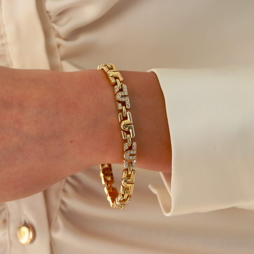 Bvlgari Parentesi Vintage Diamond Link 18K Gold Bracelet
