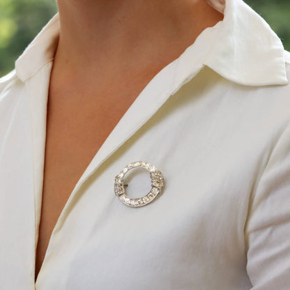 Art Deco Openwork Diamond and Platinum Brooch 5.25cts