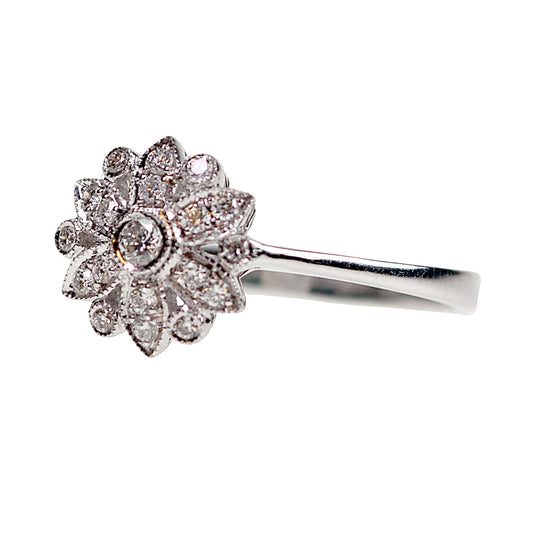 Diamond 18ct White Gold Flower Cluster Engagement Ring