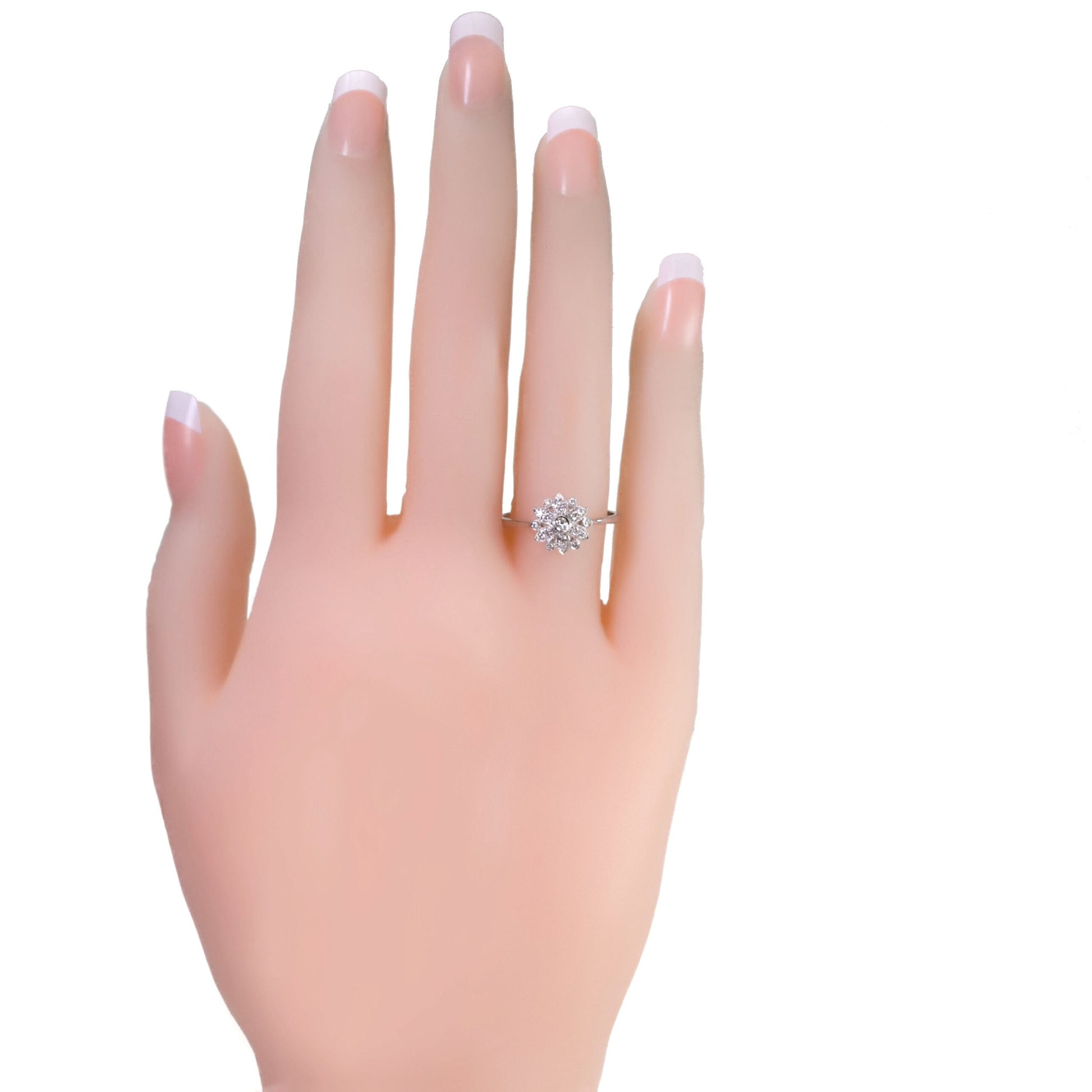 Diamond 18ct White Gold Flower Cluster Engagement Ring