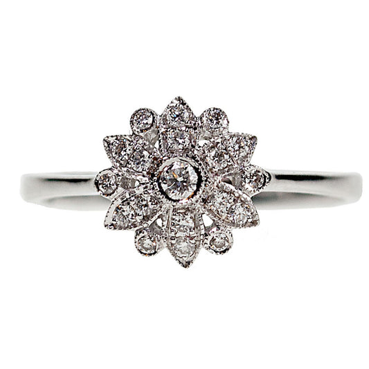 Diamond 18ct White Gold Flower Cluster Engagement Ring