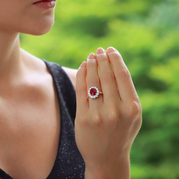2.94ct Ruby and Diamond Cluster Ring