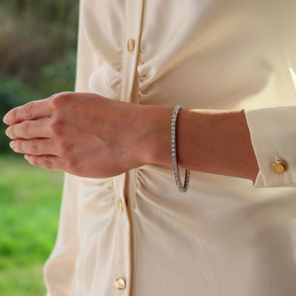 3.04ct Old Cut Diamond Line Tennis Bracelet in Platinum