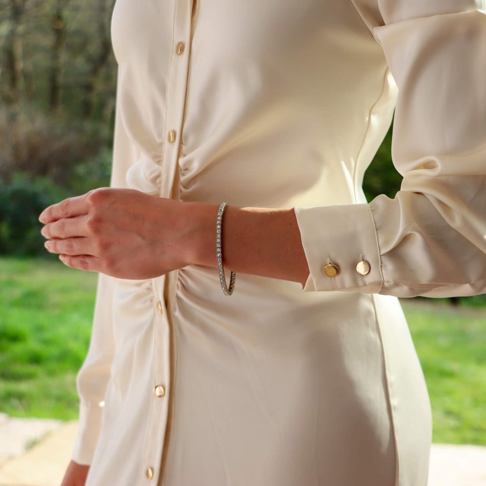 3.04ct Old Cut Diamond Line Tennis Bracelet in Platinum