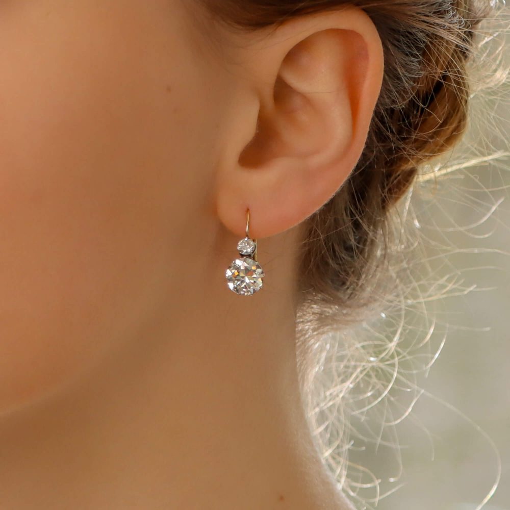 Victorian Inspired Convertible Cluster Drop Diamond Earrings