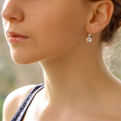 Victorian Inspired Convertible Cluster Drop Diamond Earrings