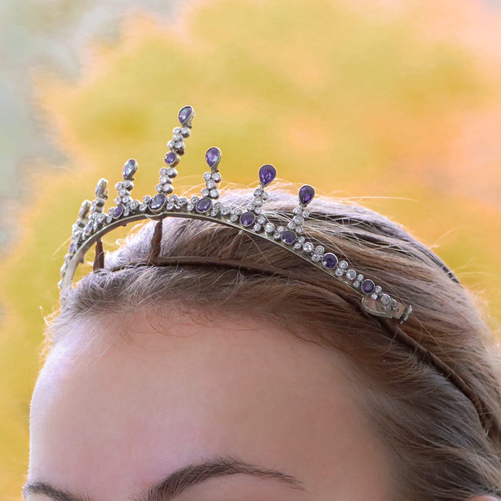 Antique Victorian Sapphire Convertible Tiara, Necklace and Earrings