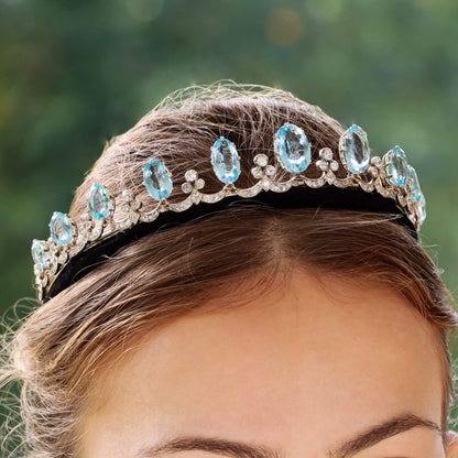 Antique Art Deco Aquamarine and Diamond Convertible Tiara Necklace
