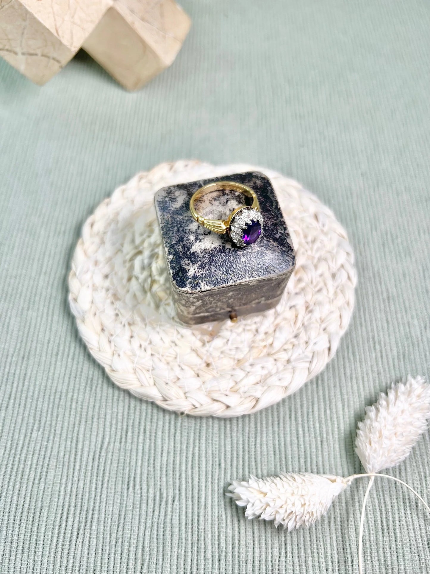 Vintage 18 Carat Gold 1970’s Amethyst And Diamond Cluster Ring
