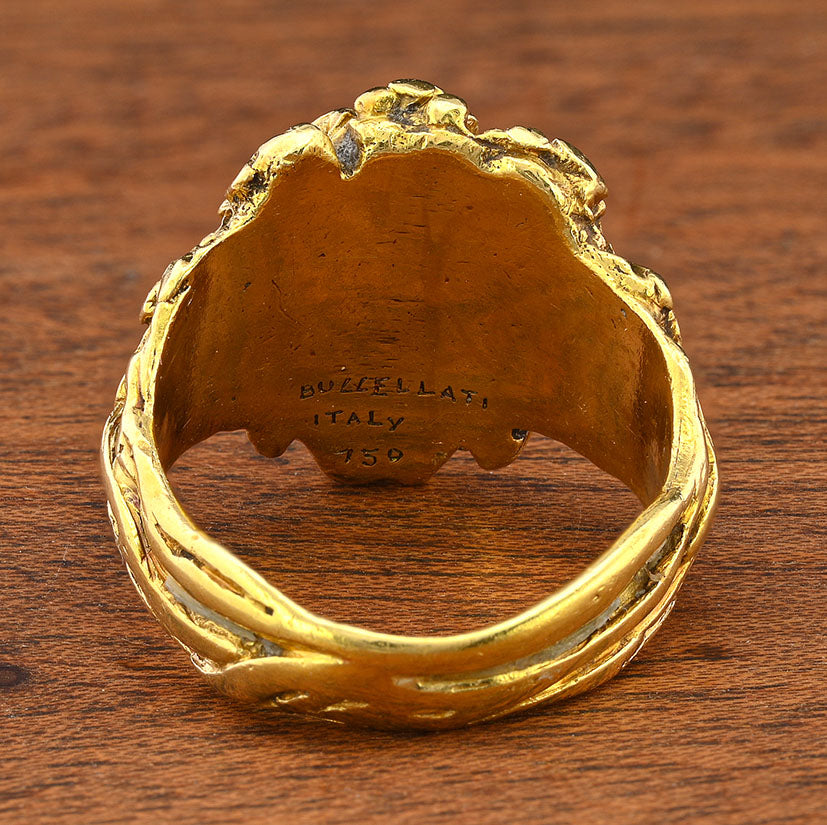 Rare Art Deco Buccellati Dionysis 18ct Yellow Gold Ring