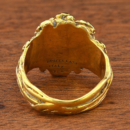 Rare Art Deco Buccellati Dionysis 18ct Yellow Gold Ring