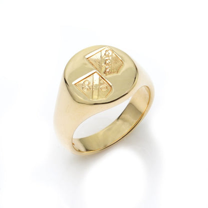 Vintage 18ct Yellow Gold Signet Ring with Coat of Arms, Made in England, Circa 1970s