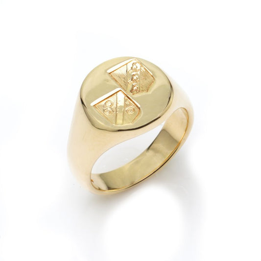 Vintage 18ct Yellow Gold Signet Ring with Coat of Arms, Made in England, Circa 1970s