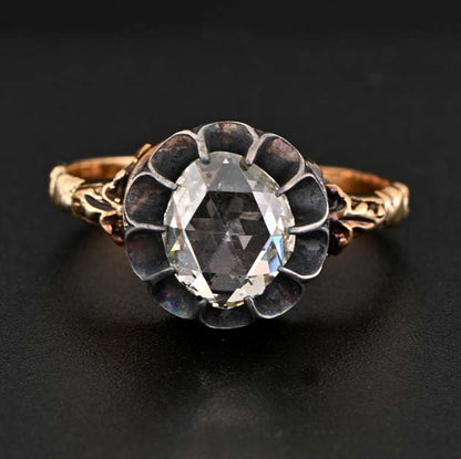 Georgian Antique Rose Cut Diamond Solitaire Engagement Ring