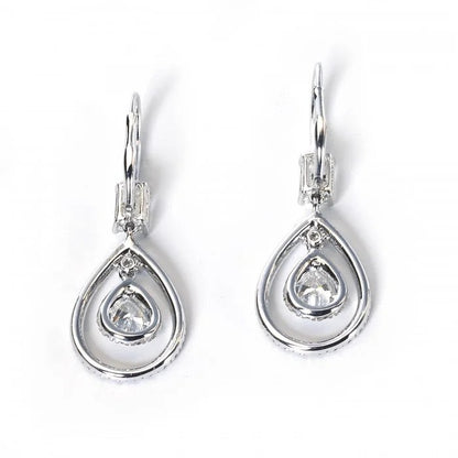 GIA Certified 5.1ct Diamond Pear Cluster Drop Earrings