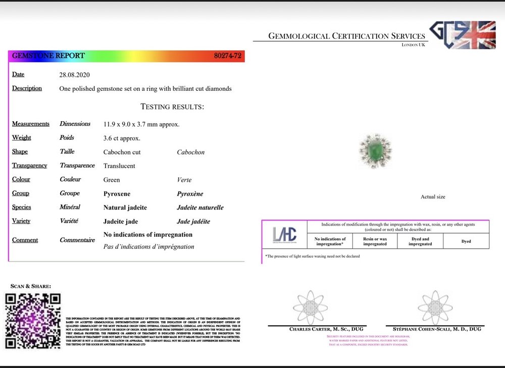 Vintage 3.60ct Natural Jade and Diamond Starburst Cluster Ring