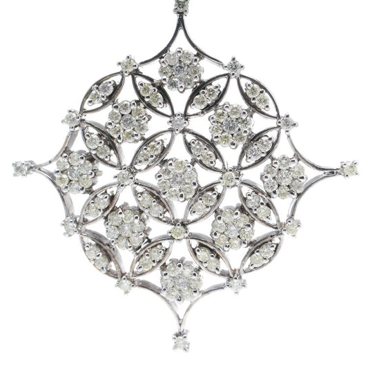 Vintage Platinum Openwork Pendant with 2.89cts Diamond Floral Clusters, Circa 1960s